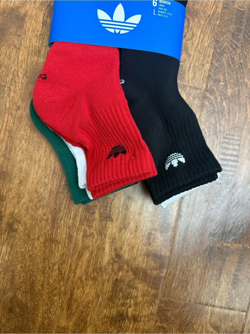 adidas 6-Pack Crew Athletic Socks - Red, Black & Multicolor